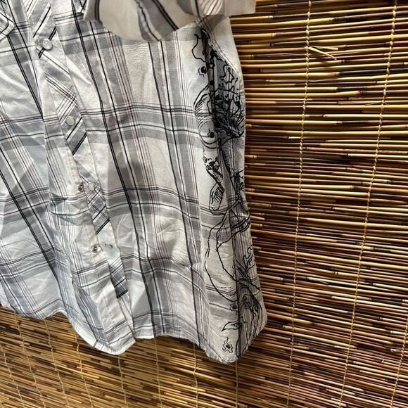 Current Black and White Plaid Pearl Button Western Extra Large (XL) - Picture 5 of 5